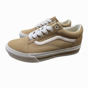 Vans Tan and White Platform Old Skools